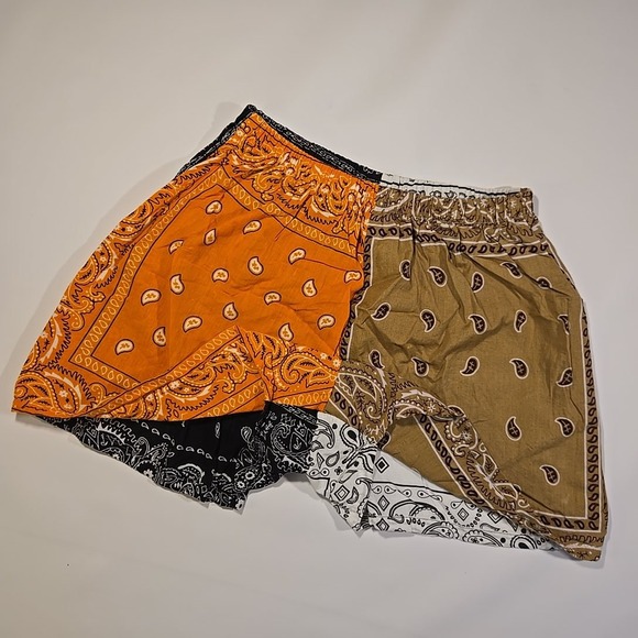 Pavement Other - Repaved Pavement Men M Bandana Patchwork Shorts Multi Color 2.5" Elastic Waist